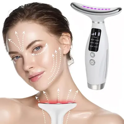 페이셜 넥 마사지기 7색 진동 EMS 미세전류 목 얼굴 미용기기 얼굴 목 어깨 케어 강화용